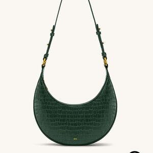JW PEI Forest Green Croc Shoulder Bag